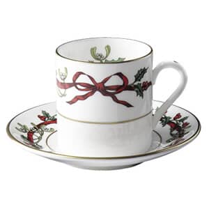 Royal Worcester Holly Ribbons - Coffee Cup And Saucer