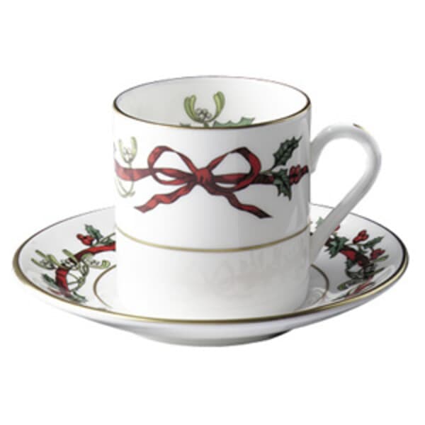 Royal Worcester Holly Ribbons - Coffee Cup And Saucer