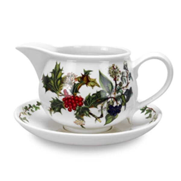 Portmeirion Holly and Ivy - Gravy Boat And Stand