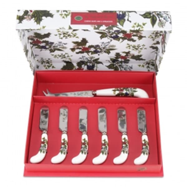 Portmeirion Holly and Ivy - Cheese Knife and 6 Spreaders