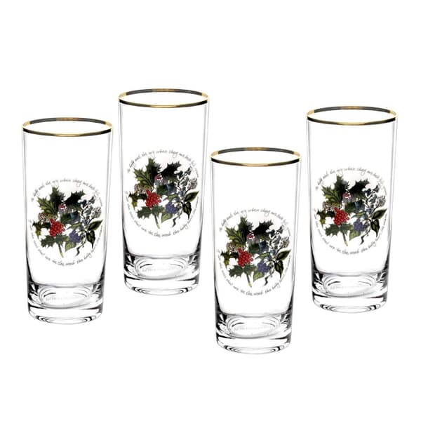 Portmeirion Holly and Ivy - Hi-ball Glass Set Of 4
