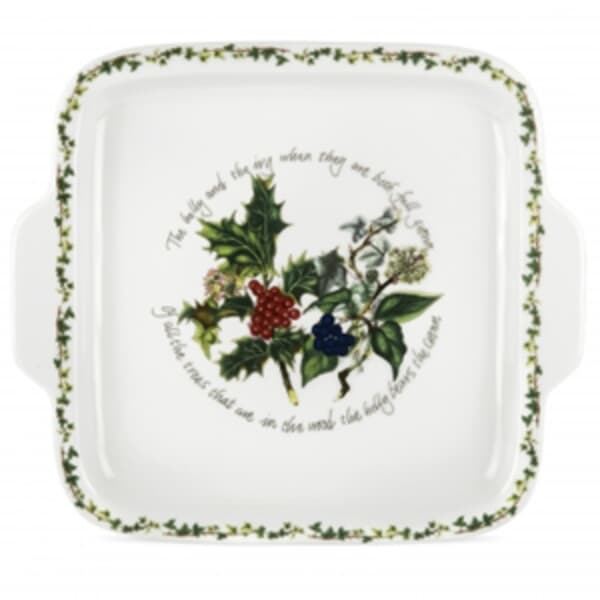 Portmeirion Holly and Ivy - Square Handled Cake Plate