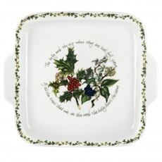 Portmeirion Holly and Ivy - Square Handled Cake Plate