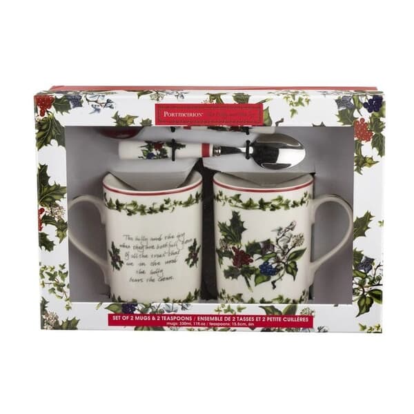 Portmeirion Holly And Ivy - Mug And Spoon Set Of 2