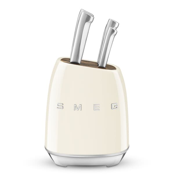 Smeg 7 Piece Knife Block Cream