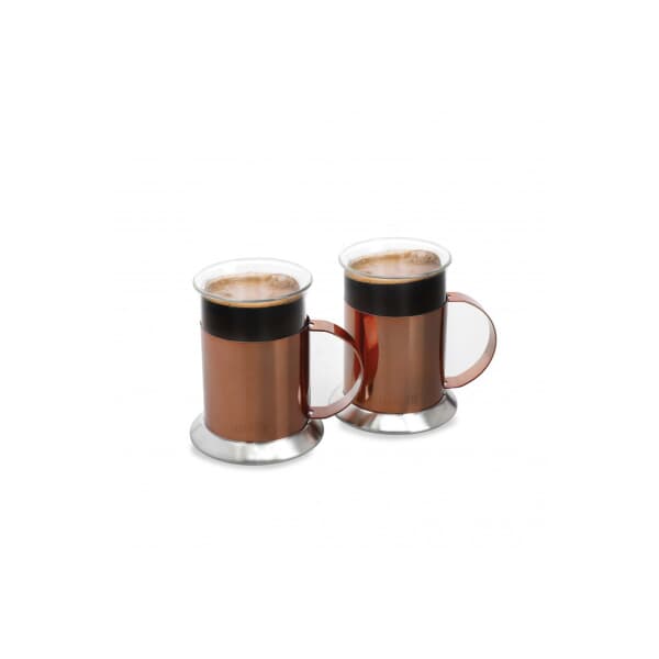La Cafetiere Set Of 2 Copper Glass Cups