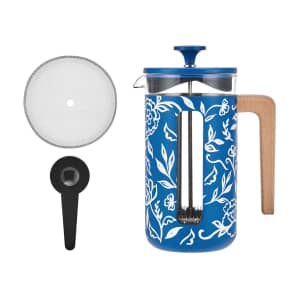 La Cafetiere Pisa 8 Cup 1L Stainless Steel Cafetiere Blu Fiorato