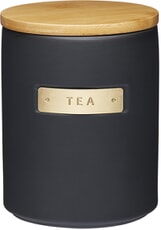 MasterClass Stoneware and Brass Effect Tea Caddy with Airtight Bamboo Lid