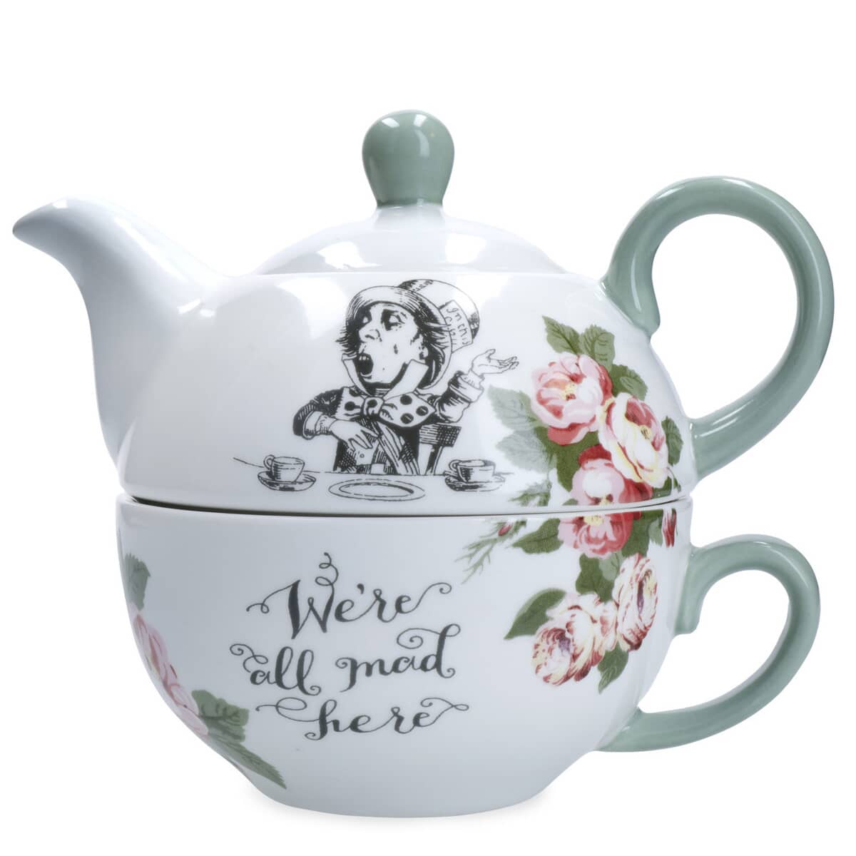 V&A Alice In Wonderland Bone China 'Tea for One' Teapot and Cup