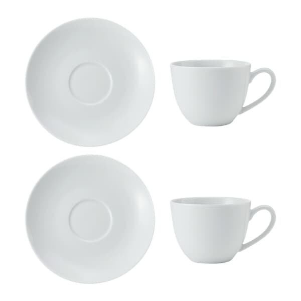 Mikasa Chalk Set of 2 Porcelain Cappuccino Cups and Saucers 310ml
