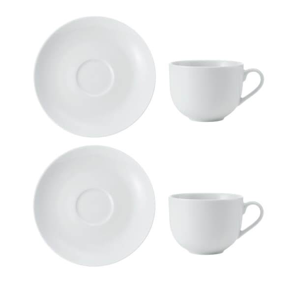 Mikasa Chalk Set of 2 Porcelain Tea Cups and Saucers 220ml