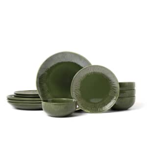 Mikasa Jardin 12-Piece Stoneware Dinner Set Green