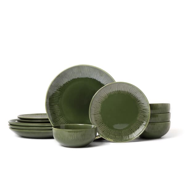 Mikasa Jardin 12-Piece Stoneware Dinner Set Green