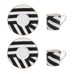 Mikasa Luxe Deco China Espresso Cup and Saucer Stripe Set of 2 100ml