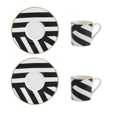 Mikasa Luxe Deco China Espresso Cup and Saucer Stripe Set of 2 100ml