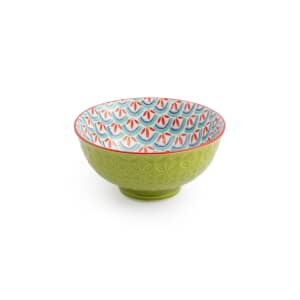 Mikasa Green and Blue Geometric Stoneware Nibble Bowl 12cm