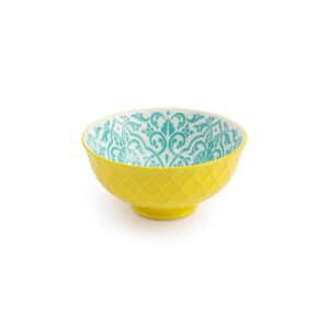 Mikasa Yellow and Blue Geometric Stoneware Nibble Bowl 12cm