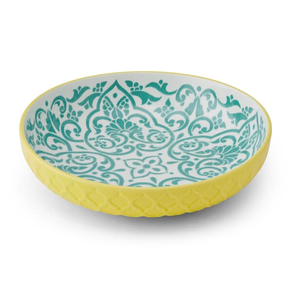 Mikasa Yellow and Blue Geometric Stoneware Bowl 21 cm