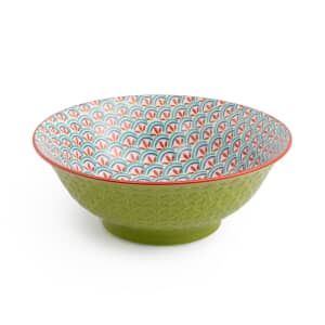 Mikasa Green and Blue Geometric Stoneware Ramen Bowl 21cm