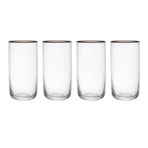 Mikasa Sorrento Ridged Crystal Highball Glasses Set of 4 510ml