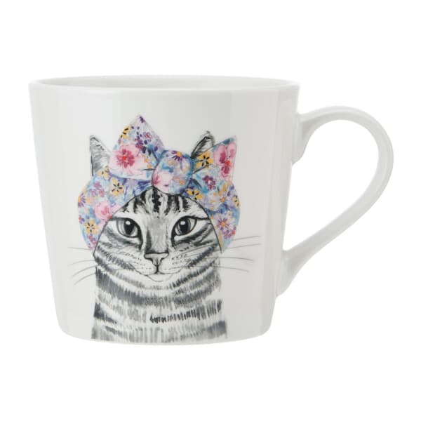 Mikasa Tipperleyhill Cat Print Porcelain Mug 380ml