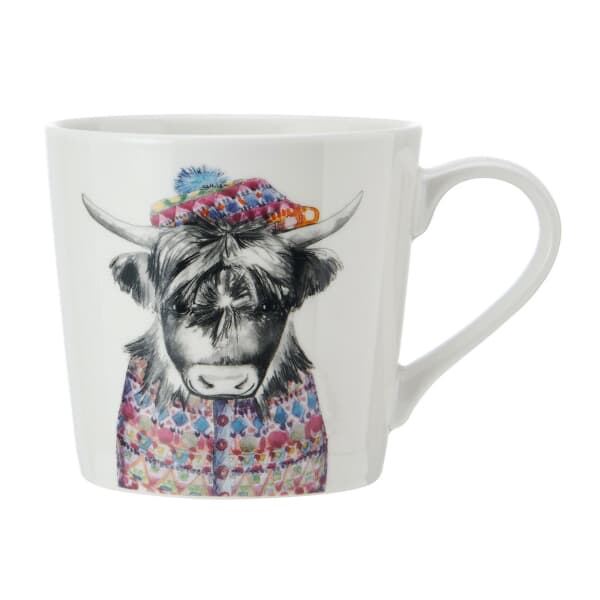 Mikasa Tipperleyhill Highland Cow Print Porcelain Mug 380ml
