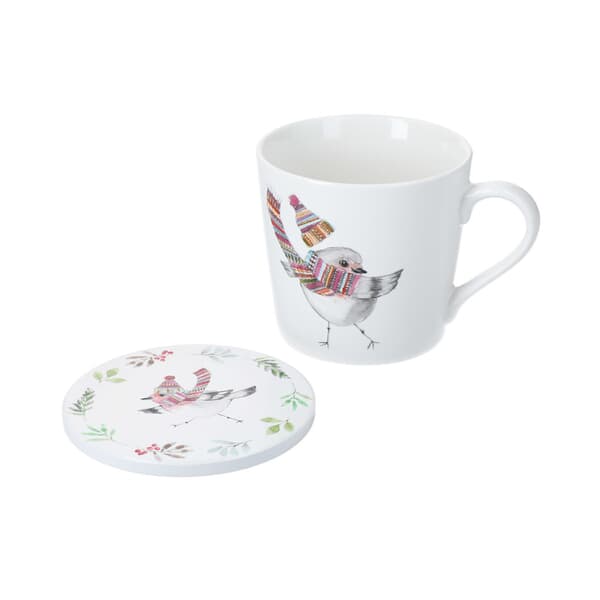 Mikasa TipperleyHill Robin Fine China Mug and Coaster Set 380ml