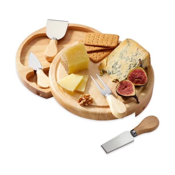 Occasion Round Cheese Board Set With 3 Knives
