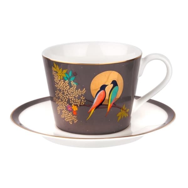 Sara Miller Chelsea Collection - Teacup And Saucer Dark Grey