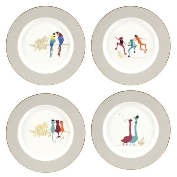 Sara Miller Piccadilly Cake Plates Set Of 4