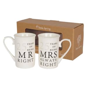 Nicola Spring 25th Anniversary New Bone China Mug Set - 300ml