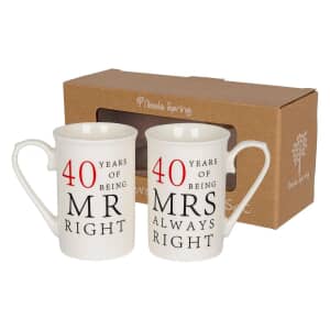 Nicola Spring 40th Anniversary New Bone China Mug Set - 300ml