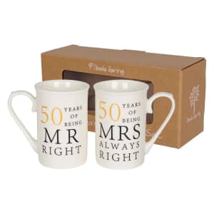 Nicola Spring 50th Anniversary New Bone China Mug Set - 300ml
