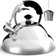 Willow and Everett Whistling Kettle and Tea Strainer 3L Stainless Steel