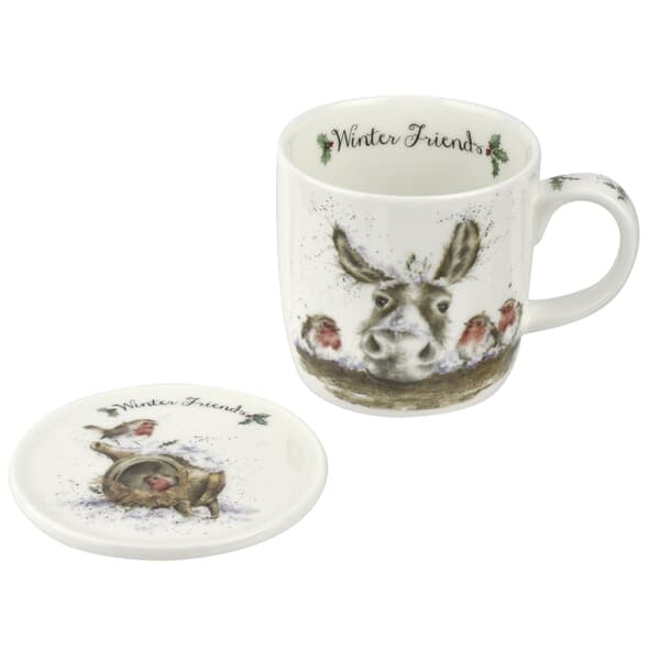 Wrendale Christmas Winter Friends Mug And Coaster Set