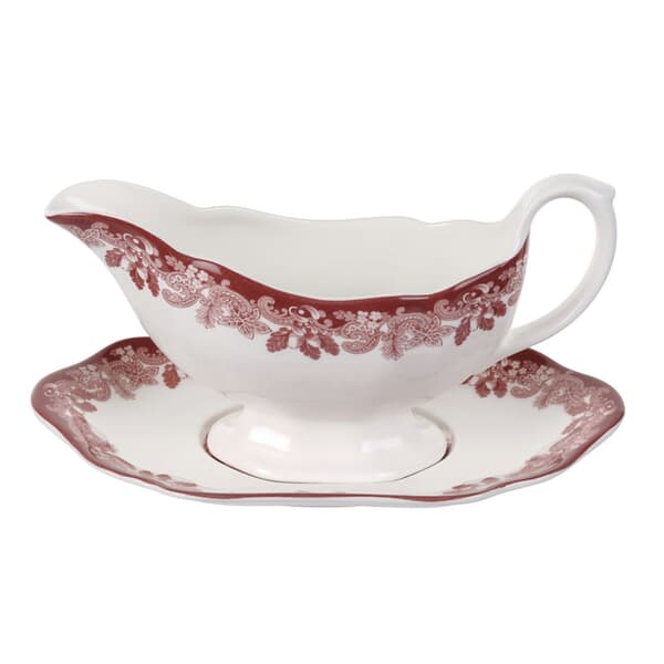 Spode Winters Scene Sauce Boat And Stand