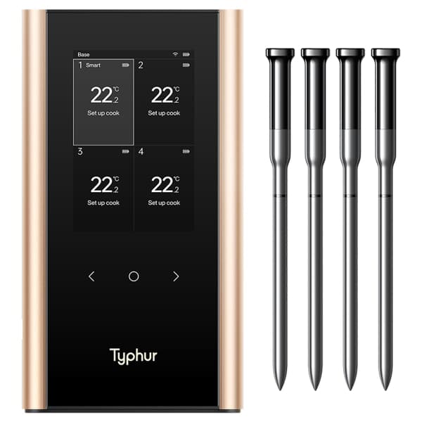 Typhur Sync Gold Quad Wireless Thermometer with 4 Probes