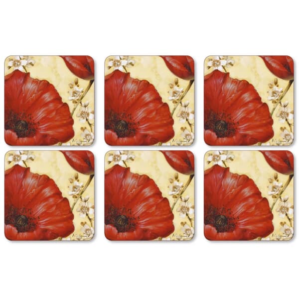 Portmeirion Pimpernel - Poppy De Villeneuve Coasters Set of 6