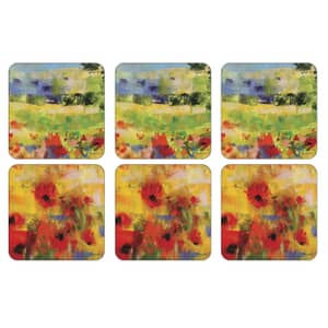 Portmeirion Pimpernel - Impressionist Flowers Yellow Coasters Set of 6