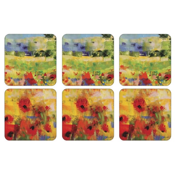Portmeirion Pimpernel - Impressionist Flowers Yellow Coasters Set of 6