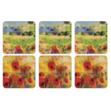 Portmeirion Pimpernel - Impressionist Flowers Yellow Coasters Set of 6