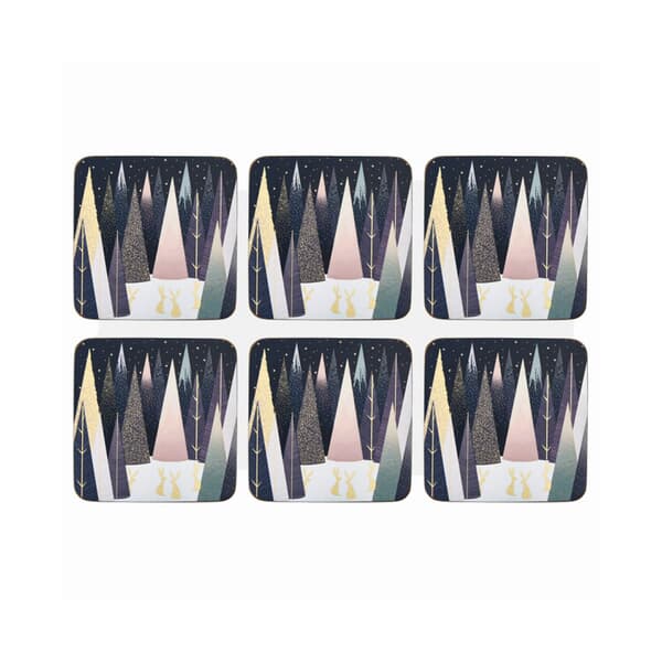 Sara Miller Frosted Pines Coasters Set Of 6