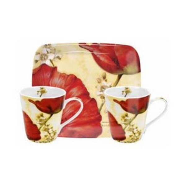 Portmeirion Pimpernel - Poppy De Villeneuve Mug And Tray Set