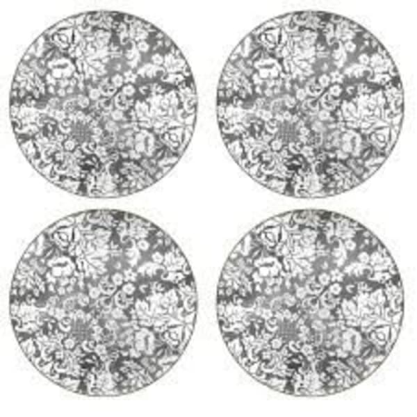 Portmeirion Pimpernel - Damask Silver Round Placemats Set Of 4