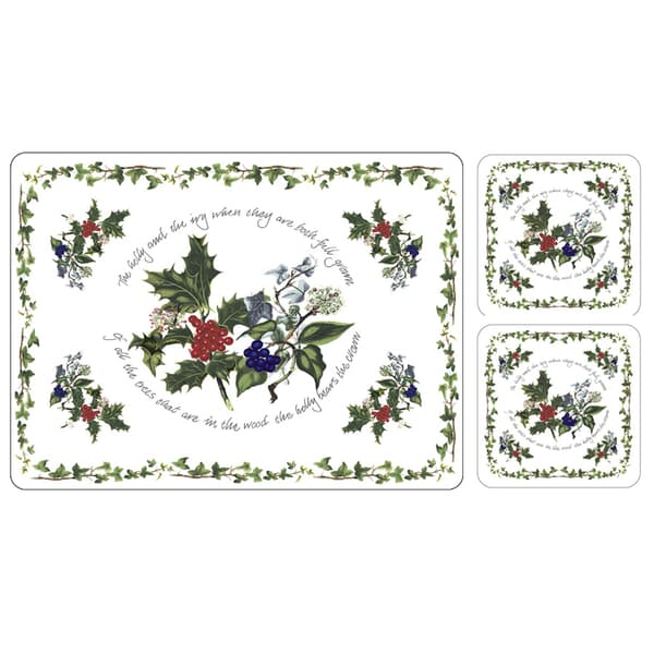 Portmeirion Holly and Ivy - Set Of 6 Placemats and FOC Coasters
