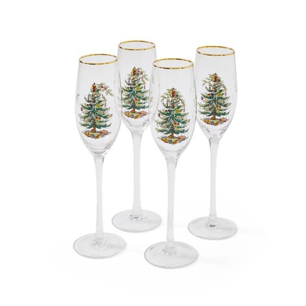 Spode Christmas Tree - Champagne Flutes Set Of 4