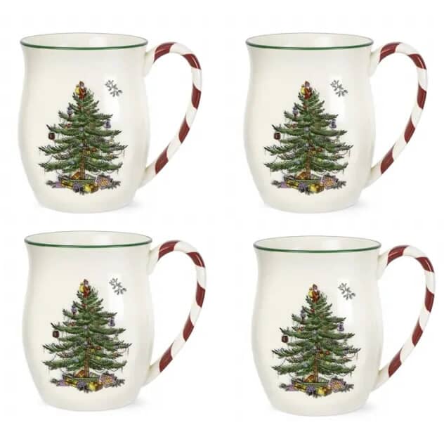 spode christmas tree mug with peppermint handles