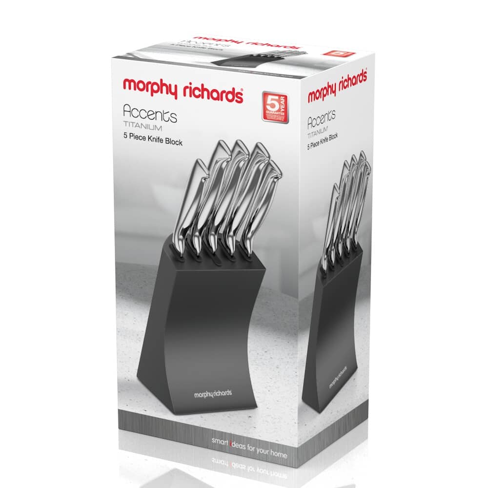 Morphy Richards Accents 5 Piece Knife Block Titanium 974823 eCookshop