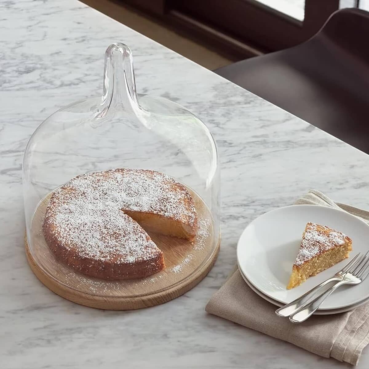 LSA Glassware - Cloche Dome And Oak Base - (G1738-30-301) - eCookshop