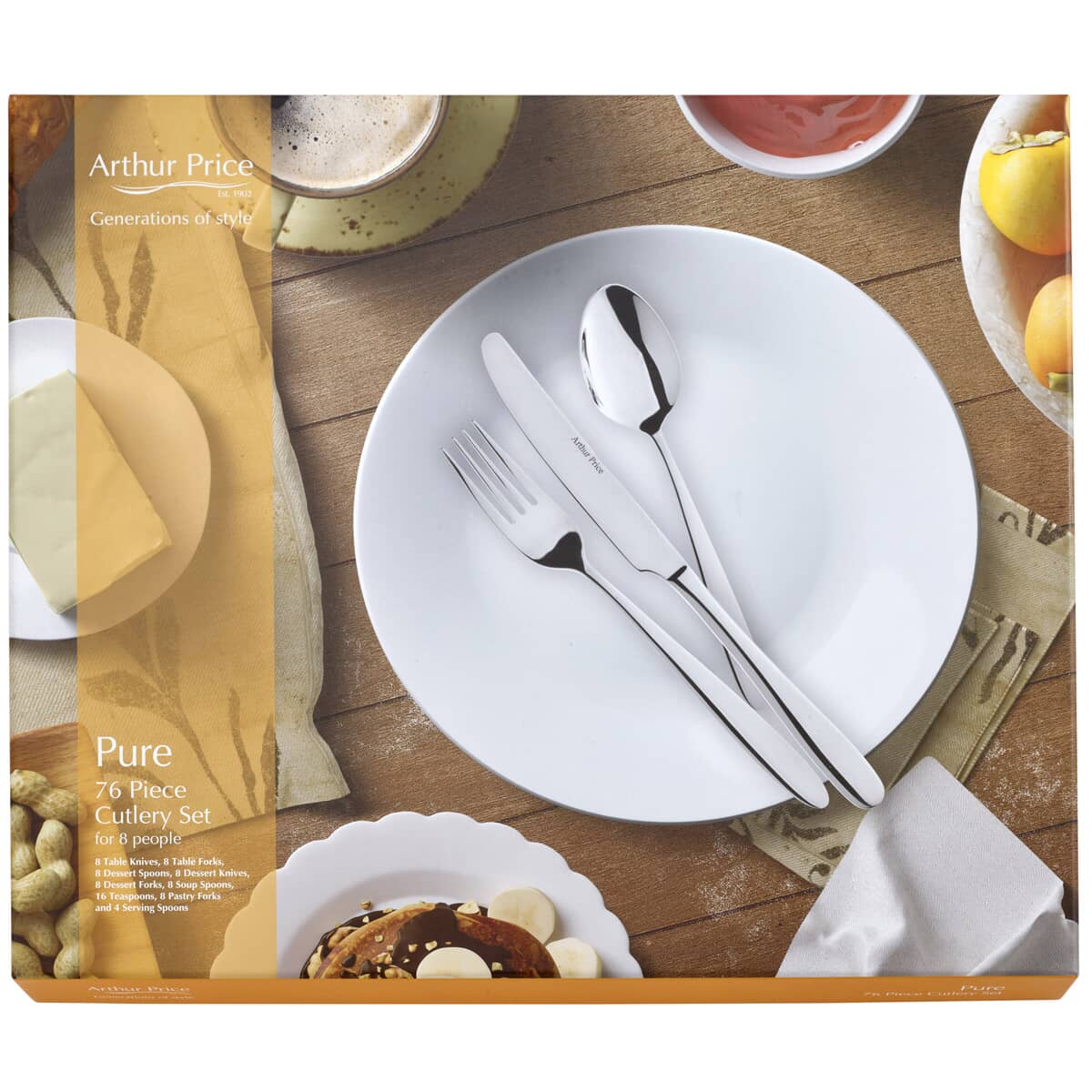 Arthur Price Pure 76 Piece Box Set For 8 People - (ZPUR7611